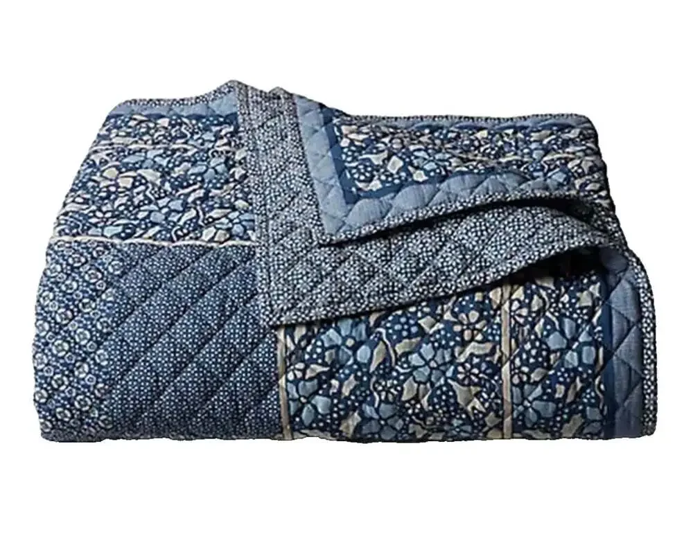 Ralph Lauren Penwood Indigo Multi Patchwork 100% Cotton Quilt King NEW SEALED - Picture 2 of 8